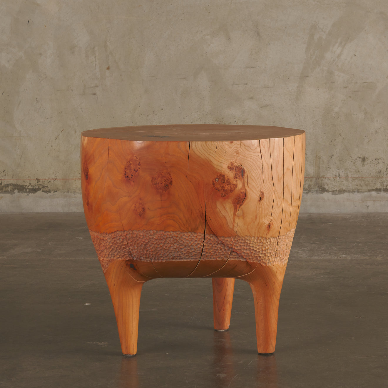 CHERRY TEXTURED SIDE TABLE BY IAN LOVE